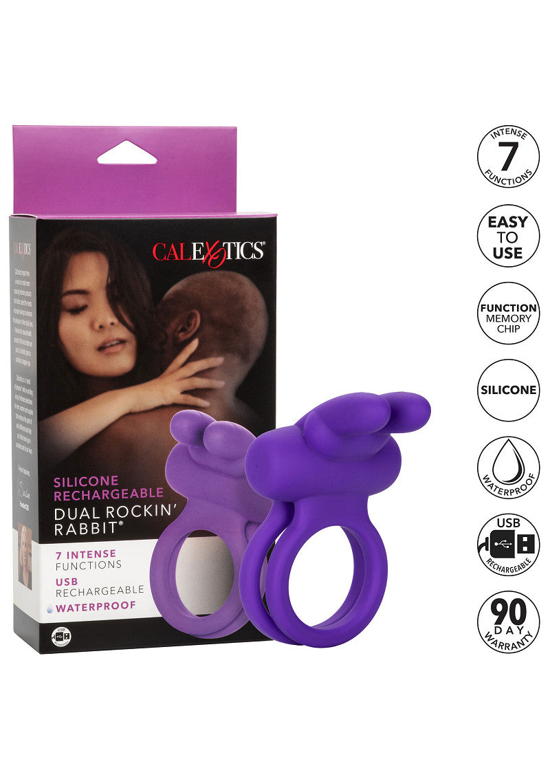 CalExotics Silicone Rechargeable Dual Rockin' Rabbit Enhancer