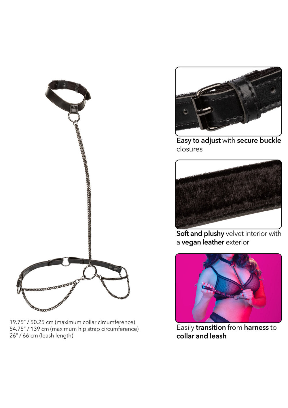 CalExotics Euphoria Collection Plus Size Chain Halter/Collar &amp; Leash