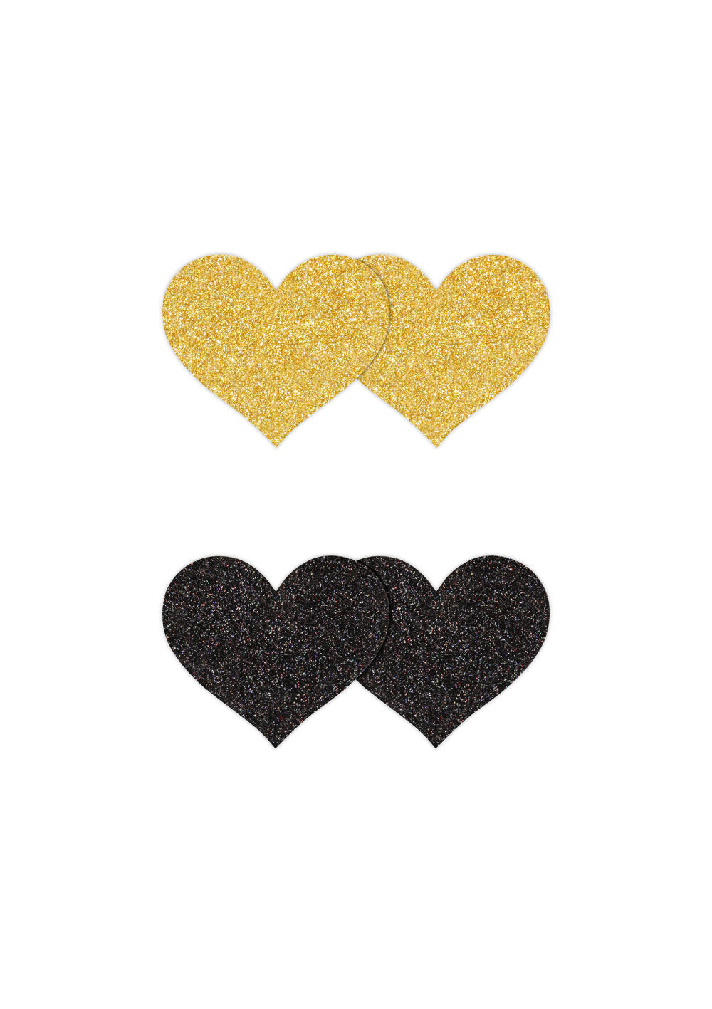 NS Novelties Pretty Pasties Glitter Hearts Black/Gold 2 Pair