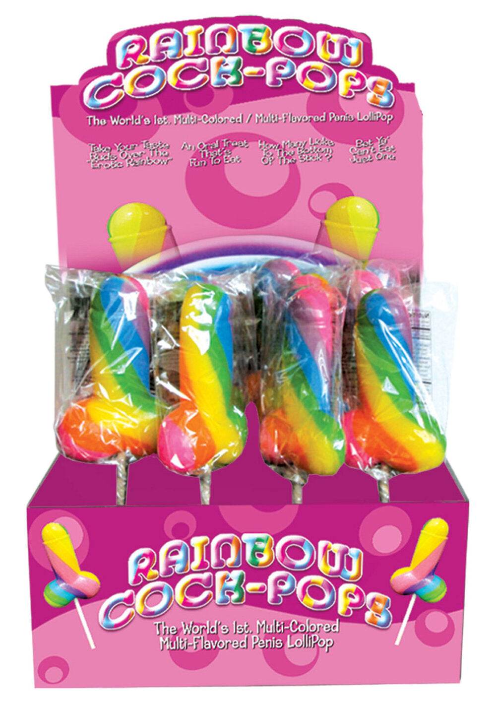 S&amp;F Rainbow Cock Pops Display 12pc
