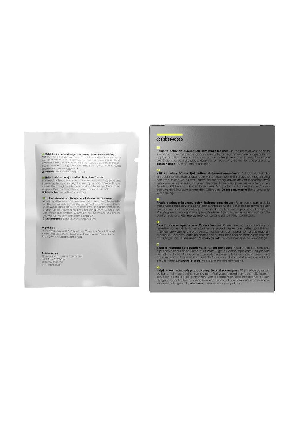 Cobeco MALE Wipes Delay 6x2.5ml